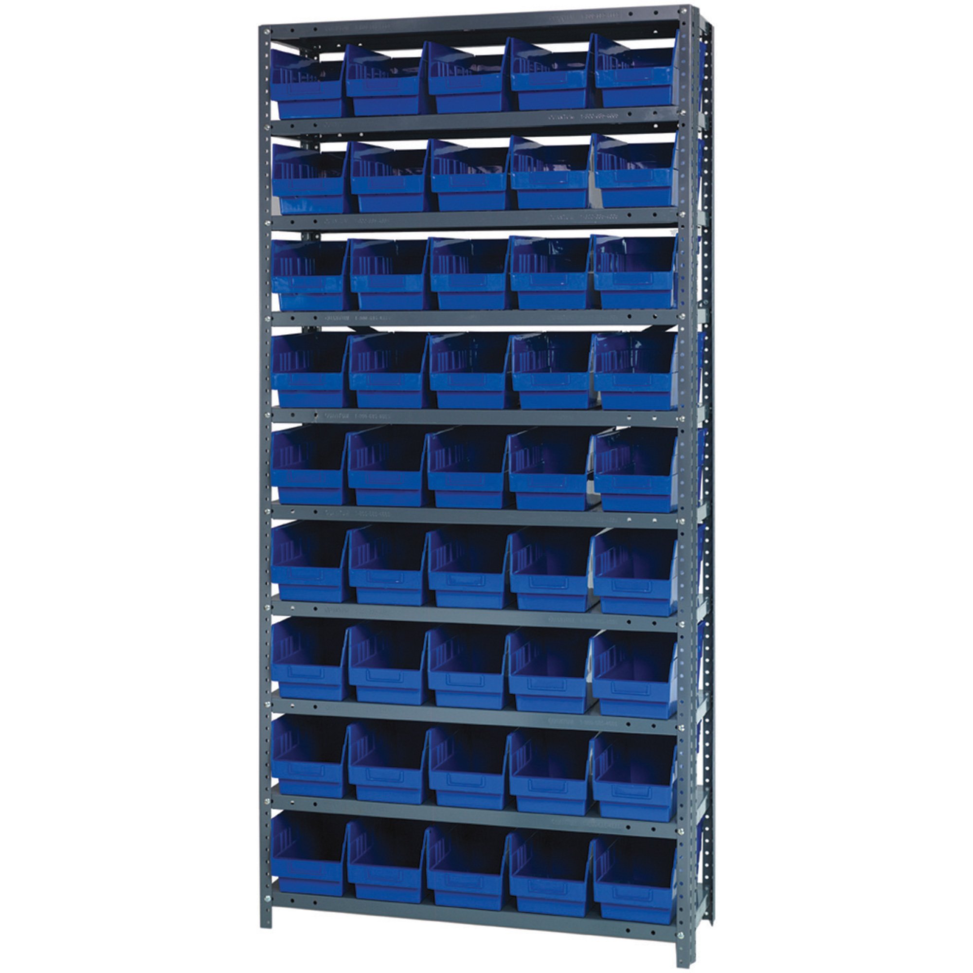 Quantum Storage Complete Shelving System with 6in. Bins — 36in.W x 18in.D x 75in.H, 45 bins (17 7/8in.L x 6 5/8in.W x 6in.H each), Model# 1875204